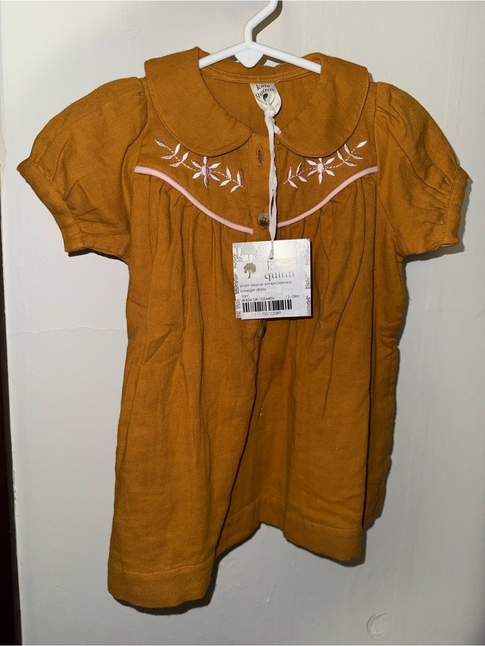 kate quinn short sleeve embroidered cowgirl dress-mustardy color